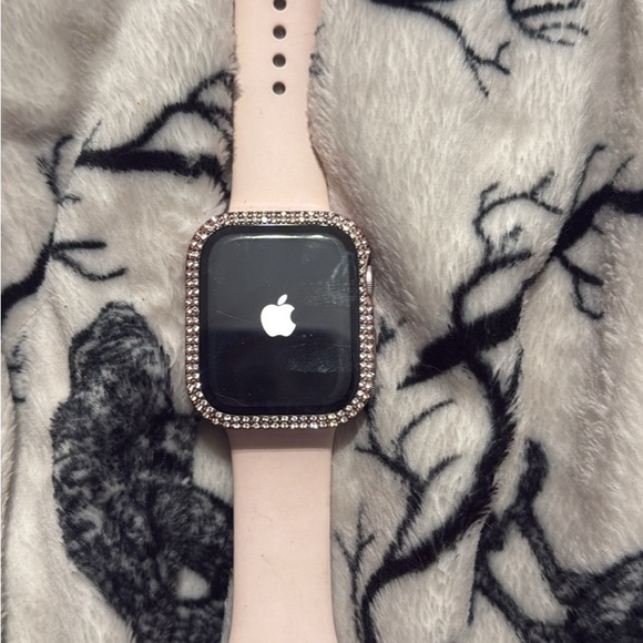 Apple Smartwatch with Pink Band and Diamond-Accented Bezel